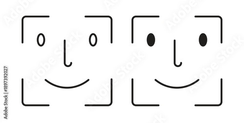 Face id icon in line design. editable stroke icons pack