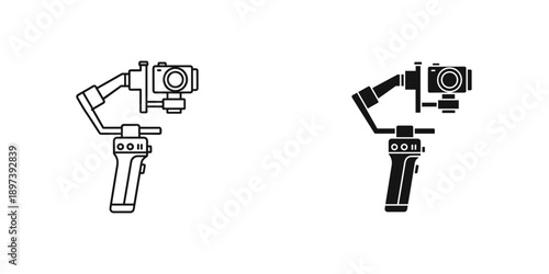 Black and white camera tripod mount clip vector illustration isolated
