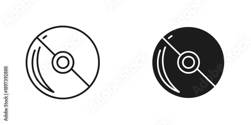 Simple CD Icons in Black and White Design