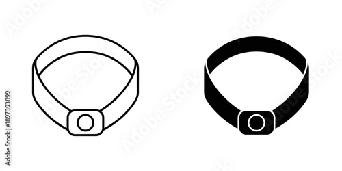 Simple Black and White Dog Collar Illustration on White Background