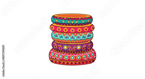 Traditional Indian Bangles Stack Decorative Illustration