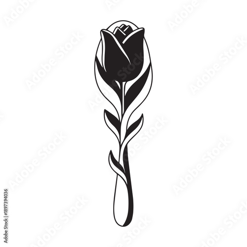 Abstract Red Tulip on a Spoon Handle: A vibrant, stylized illustration representing spring, beauty, and culinary art.