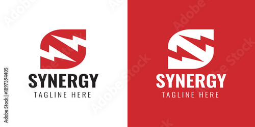Synergy Logo Design with Abstract Lightning Symbol