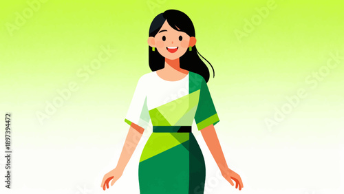 Smiling woman in green dress