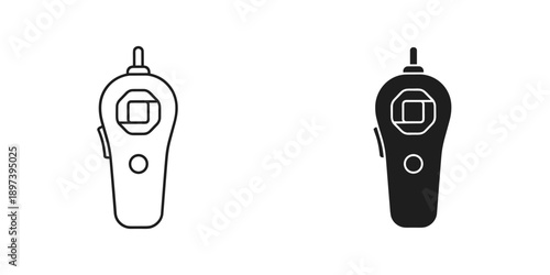 White and black remote controls isolated on white background minimal design