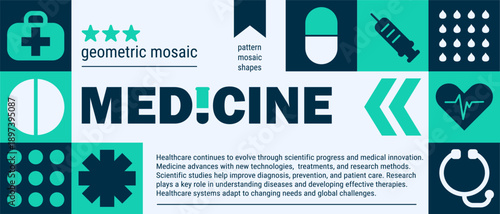 Abstract hospital background with science mosaic and health pattern.