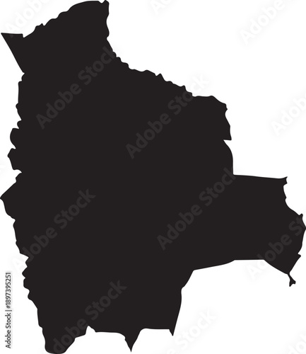 Silhouette map of Bolivia on a white background country south America.