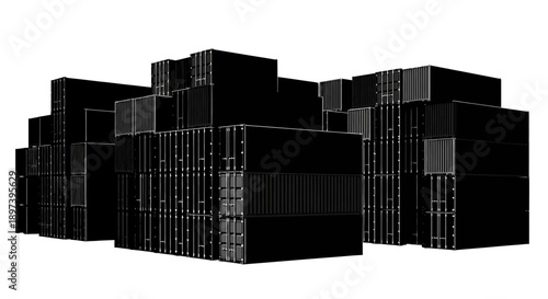 Stacked shipping containers in a commercial storage yard