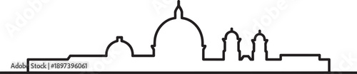 Minimalist cityscape outline panorama with famous italian landmarks black and white vector