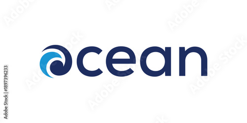 typography text ocean logo design, wave sea beach graphic icon concept