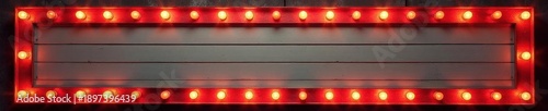 Empty vintage marquee sign frame, glowing bulbs, bright, vintage