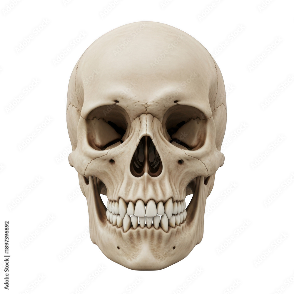 Obraz premium Detailed human skull with visible teeth