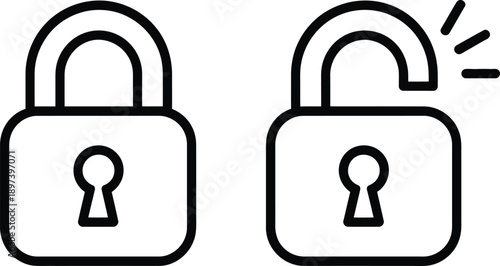 Locked and Unlocked Padlock Icons for Security and Access Status