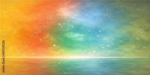 Wallpaper Mural An abstract colorful rainbow background reflects the beauty of a summer sunset over the ocean with soft clouds and sunlight dancing on the nature horizon light Torontodigital.ca
