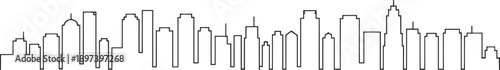 Modern city skyline outline with various architectural styles for urban landscape design