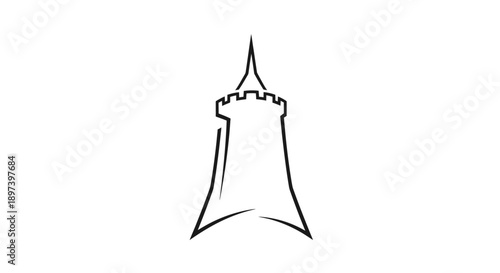 Abstract tower and monument line illustration representing historical architecture and landmark design