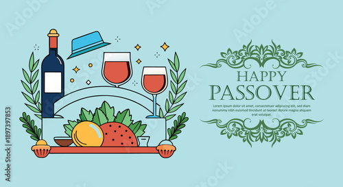 Happy passover celebration with traditional elements and festive decorations