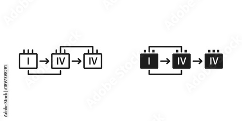 Simple Infographic Flowchart with Roman Numerals and Arrows