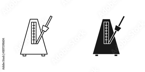 Metronome Illustration Set: Black and White Designs for Music Timing