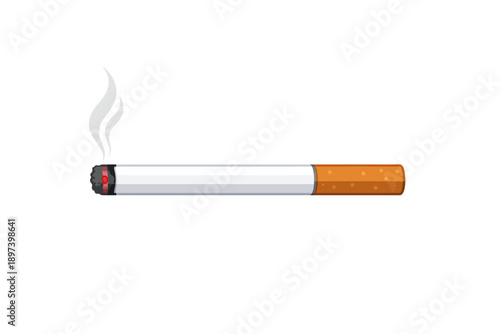 Cigarette Smoking Flat Vector Illustration on White Background