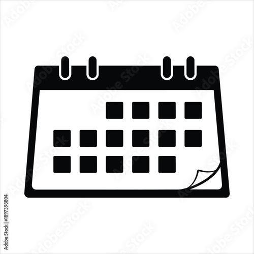 Simple black and white illustration of a calendar with visible dates and binding