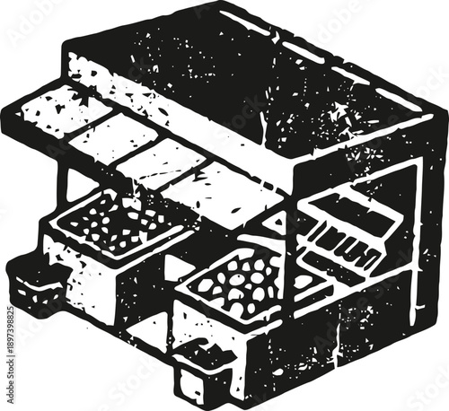 vintage charcoal grill with two charcoal trays and a cooking rack for outdoor barbecuing