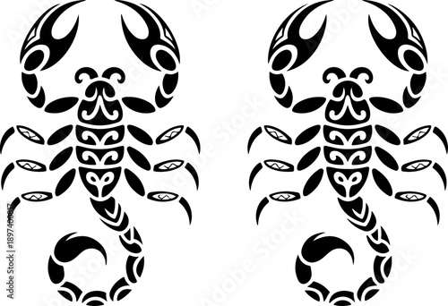 Tribal Scorpio Zodiac Tattoo Vector Illustration