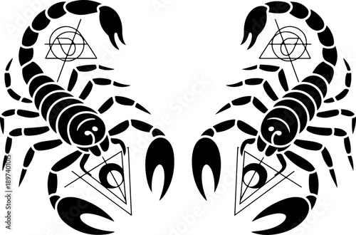 Tribal Scorpio Zodiac Tattoo Vector Illustration