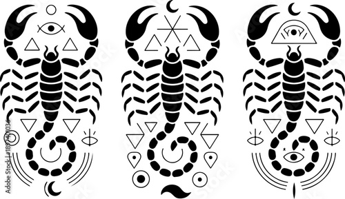 Tribal Scorpio Zodiac Tattoo Vector Illustration