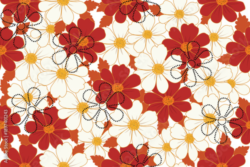 seamless floral pattern. Ethnic south western decor style. Art ornament print. Vector seamless pattern. Illustration. Cover. Wallpaper. Woven. Fabric. Clothing. Background. Ethnic. Decor style.fastion