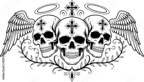 Mystic Skull Occult Symbol Sacred Geometry Black Vector Set