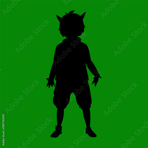 A vector Silhouette illustration of an anthropomorphic owl character standing