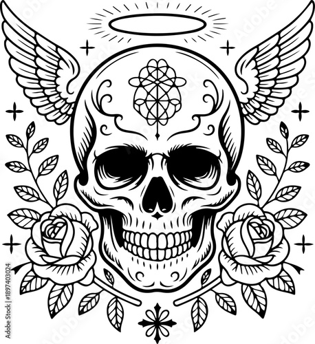 Mystic Skull Occult Symbol Sacred Geometry Black Vector Set