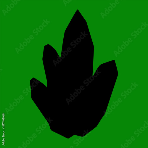 A black vector illustration of sharp mineral shards or gemstones green background