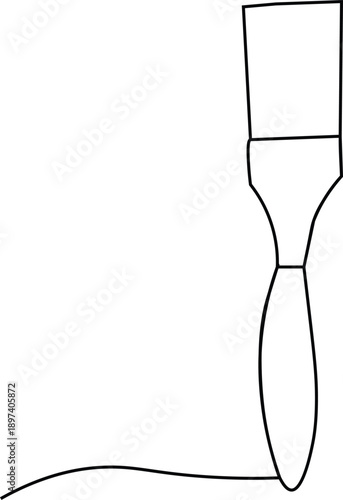 Minimalist line drawing of paint brush. Vector illustration of artistic tool. Art and craft hobby concept. Creative simple outline icon.