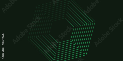 Abstract hexagonal lines on a green background. Geometric line art design for posters, flyers, covers, websites, and banners.