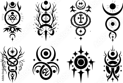 Occult Mystic Symbols Vector Set