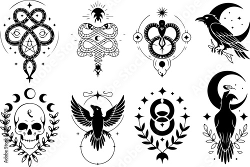 Occult Mystic Symbols Vector Set