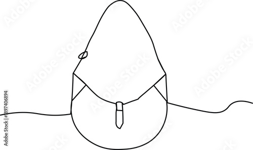 Women bag continuous one line art. Simple outline graphic element, Hobo style purse icon. 