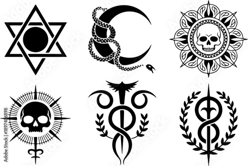 Occult Mystic Symbols Vector Set
