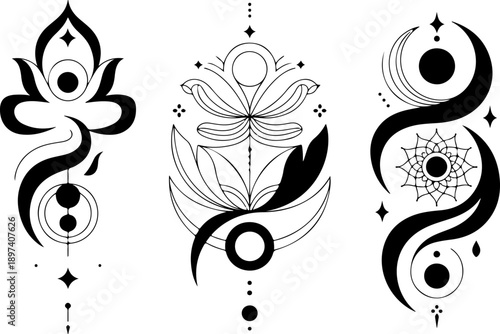 Occult Mystic Symbols Vector Set