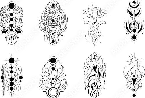 Occult Mystic Symbols Vector Set