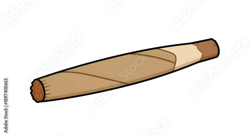 Cannabis Joint Image, Vector Illustration, Medical Marijuana Concept, Isolated on White, Smoking