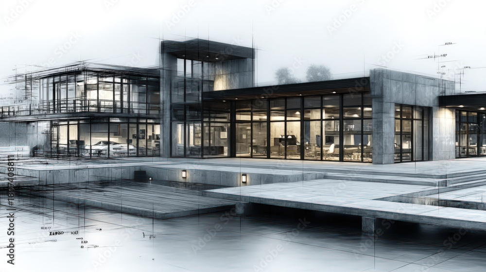 Fototapeta premium Abstract architecture background with building forms and structures