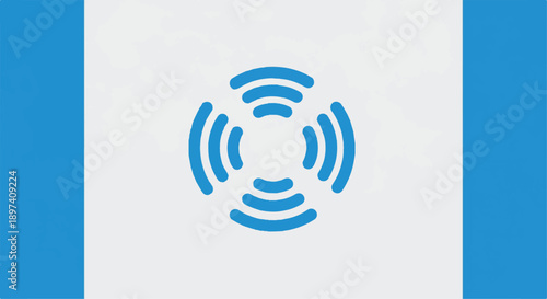 Blue vector Wi-Fi signal icon with radiating waves, network symbol, wireless connection, isolated on white