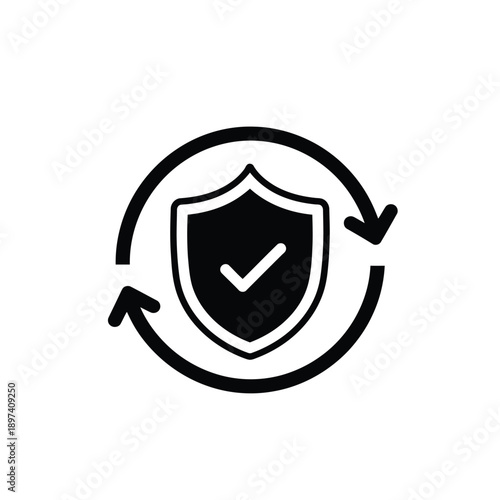Bild auf Leinwand Shield with refresh arrows icon symbol protection safety emblem badge award embl