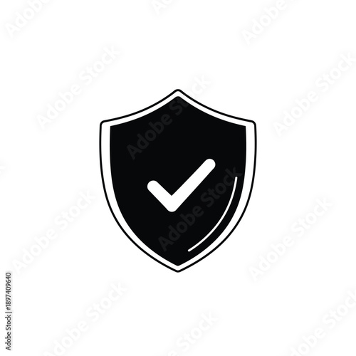 Shield with checkmark symbol signifying protection validation and approval secure status confirmed verified safe and guaranteed quality assurance