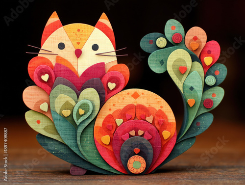 Cat paper craft art