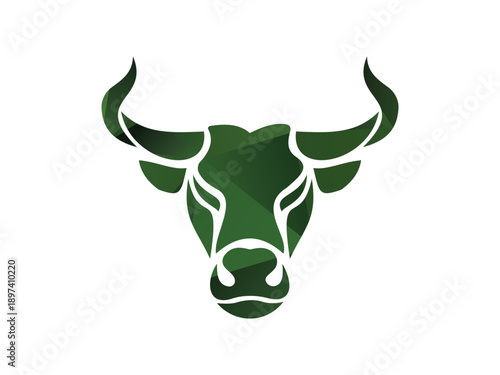 Low poly abstract simple Bull head vector logo concept illustration,