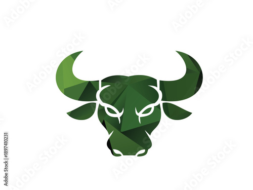 Low poly abstract simple Bull head vector logo concept illustration,